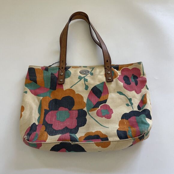 FOSSIL Colorful Floral Tote Purse Boho Country Zippered Closure - Picture 1 of 11